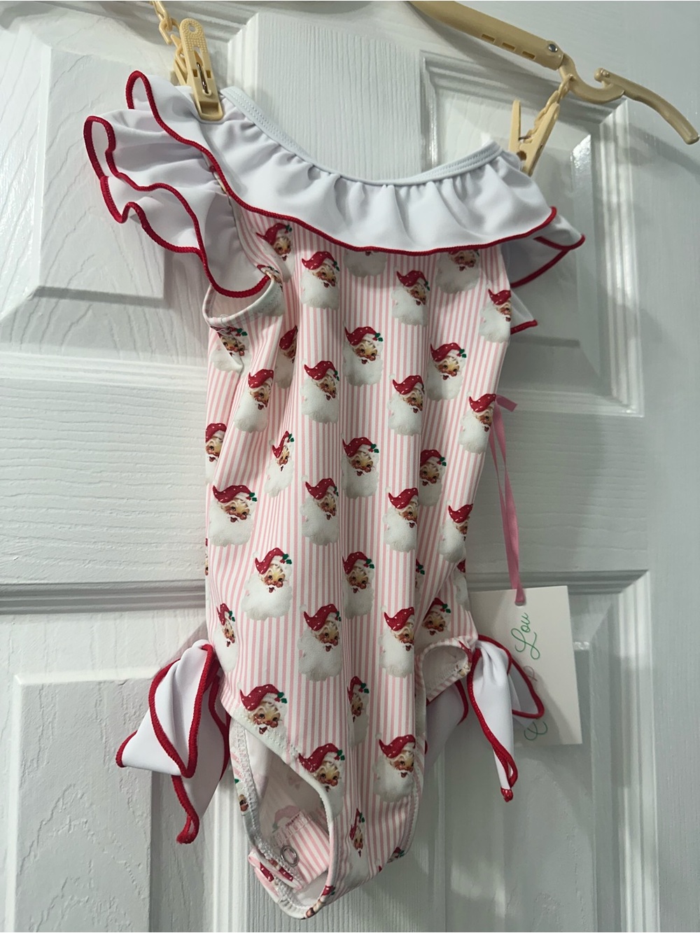 Cecil and Lou One-Piece Swimsuit with Vintage Santa/Christmas Design